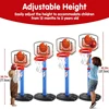 Basketball Set, Adjustable Hoop with 4 Balls, Indoor Outdoor Play, Carnival Game, Christmas, Birthday Gift 2