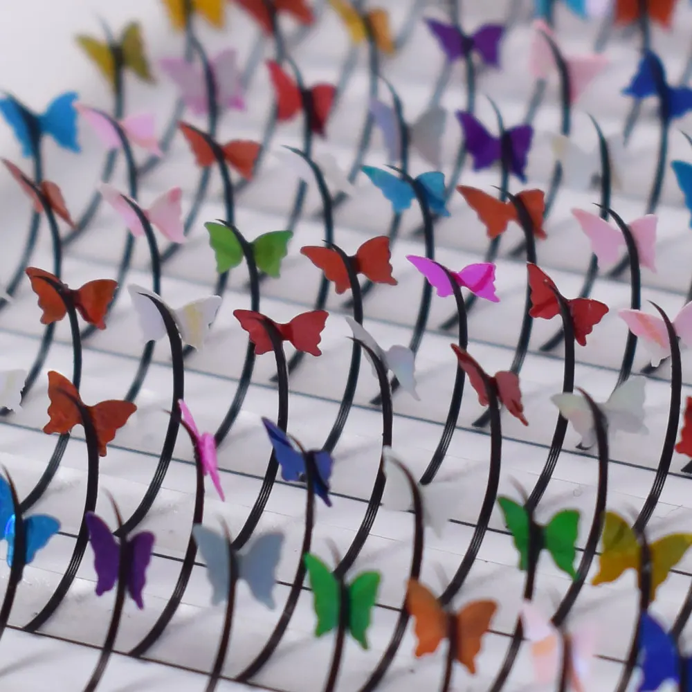 Blended Color Flash Eyelash Extension Shiny Colorful False Eyelash Embedding Diamond Drama Stage Eyelash Makeup Supplies