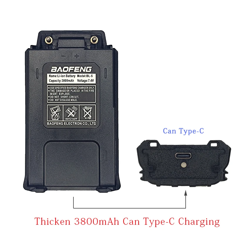 UV-5R Battery Baofeng Original 1800mAh BL-5 Battery For Walkie Talkie USB/TYPEC Charge UV5R UV-5RE Series Two Way Radio Parts 4
