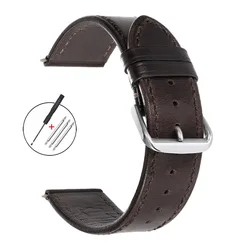 Vintage Genuine Calfskin Leather Watchband - Oil Wax Discoloration, Soft Business Strap - 22mm (Red Brown)