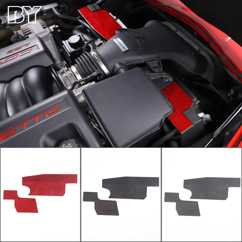 

For Chevrolet Corvette C6 2005-2013 Real Carbon Fiber Car Engine Air Filter Side Baffle Cover Trim Sticker Car Accessories