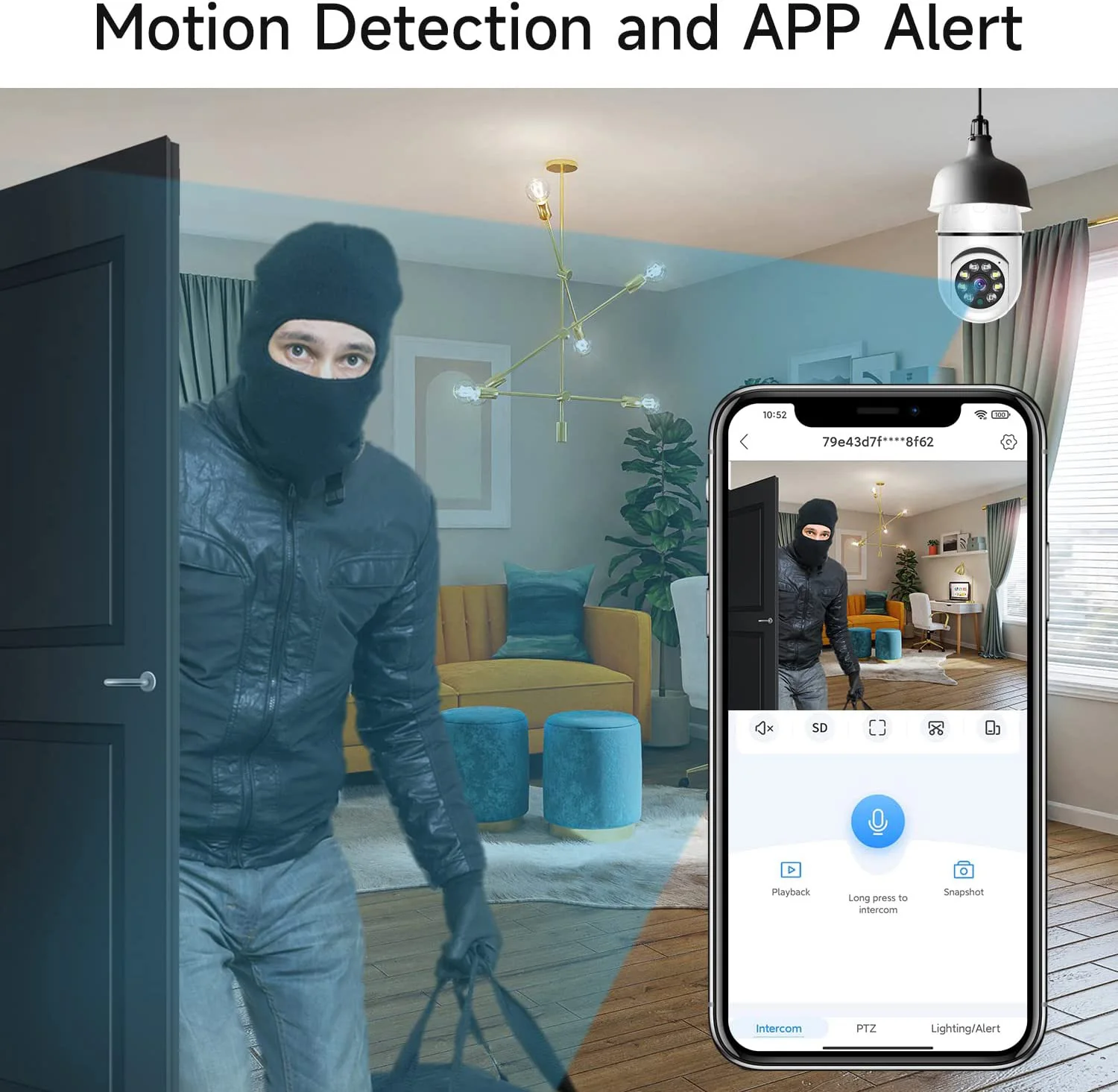 8MP E27 Bulb Surveillance Camera Wifi IP PTZ CCTV Camera 10X Zoom Color Night Vision Human Tracking Security Baby Monitor Cam 4