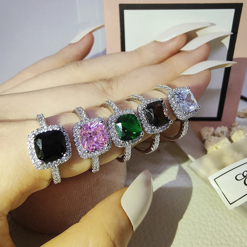 Wedding engagement promise rings Size 11 12 13 wedding engagement promise rings pink color blue color women gold jewelry finger R820
