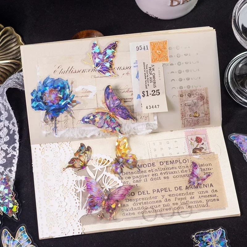 30Pcs/pack Retro Butterfly Stickers Decorative Hand Account Scrapbooking Material Label Diy Diary Album Stickers