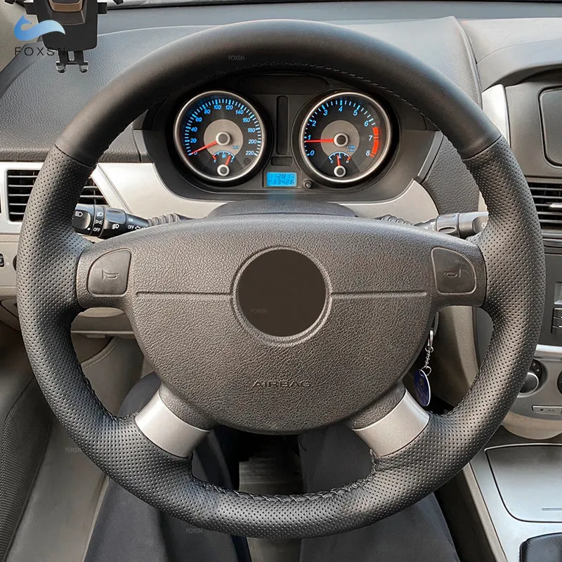 Steering Wheel Cover Hand-stitched Leather For Chevrolet Aveo LOVA Buick Excelle Daewoo Gentra Lacetti