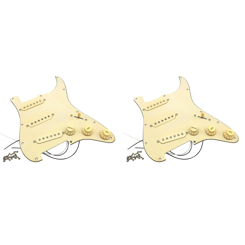 

2X Electric Guitar Pickguard Pickups Loaded Prewired Scratch Plate Assembly SSS Yellow