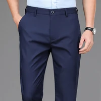 Male Pants Stretch Solid Black Smart Casual Men’s Trousers Office Quick Dry Suit Pants New Spring Autumn Korean Straight Pants
