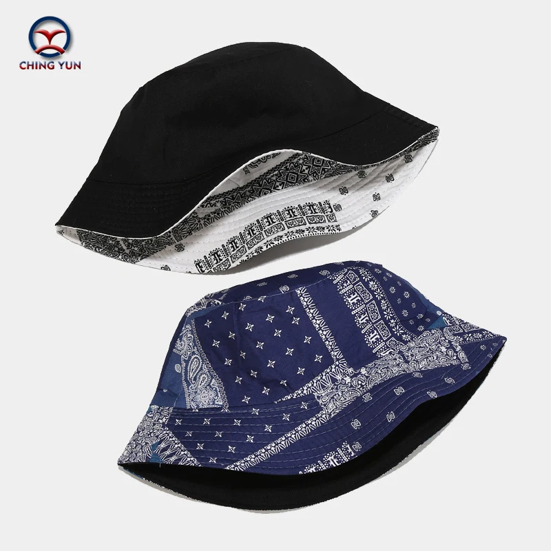 New Hat spring and summer National style cashew flower double-sided collapsible fisherman hat men and women outdoor 