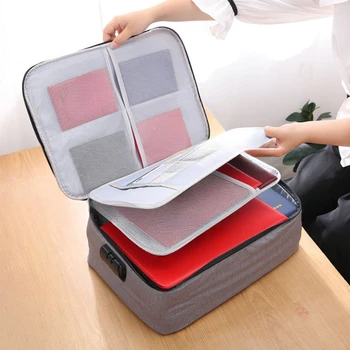 File Pack Multi functional certificates Pack Large Capacity Storage box Handheld Home Lock certificates Pack File Storage Bag