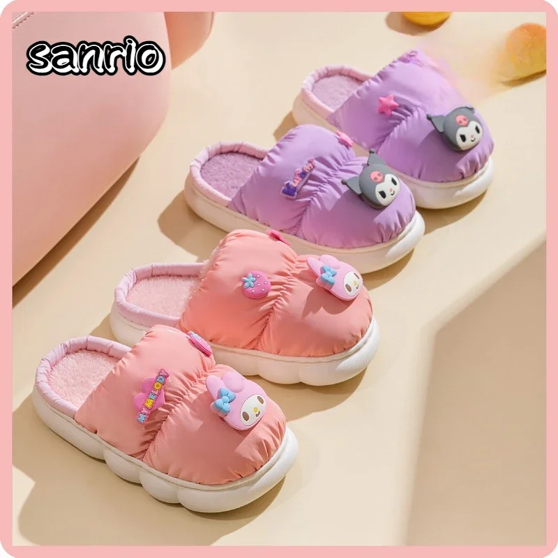 

Sanrio Hello Kitty Cinnamoroll Kuromi Women Plush Slippers Fluffy Slippers Cozy Flat Soft Cozy Indoor Fashion Home Shoes Gift