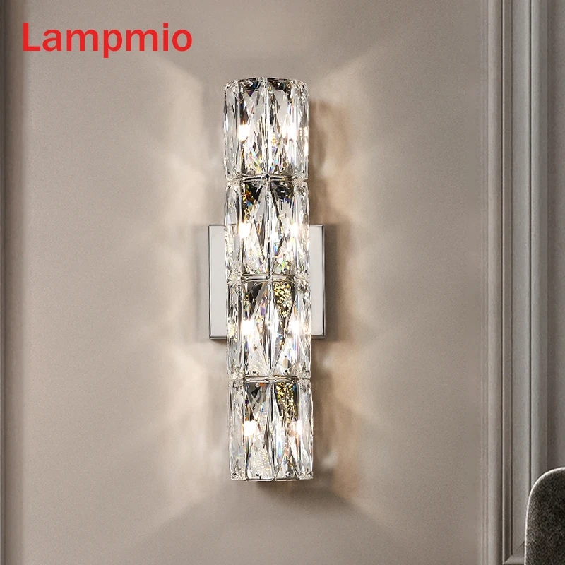 

Декоративная Хрустальная настенная лампа Lampmio, роскошный длинный прикроватный светильник для спальни, гостиной, декоративное светодиодное Бра в стиле арт-деко