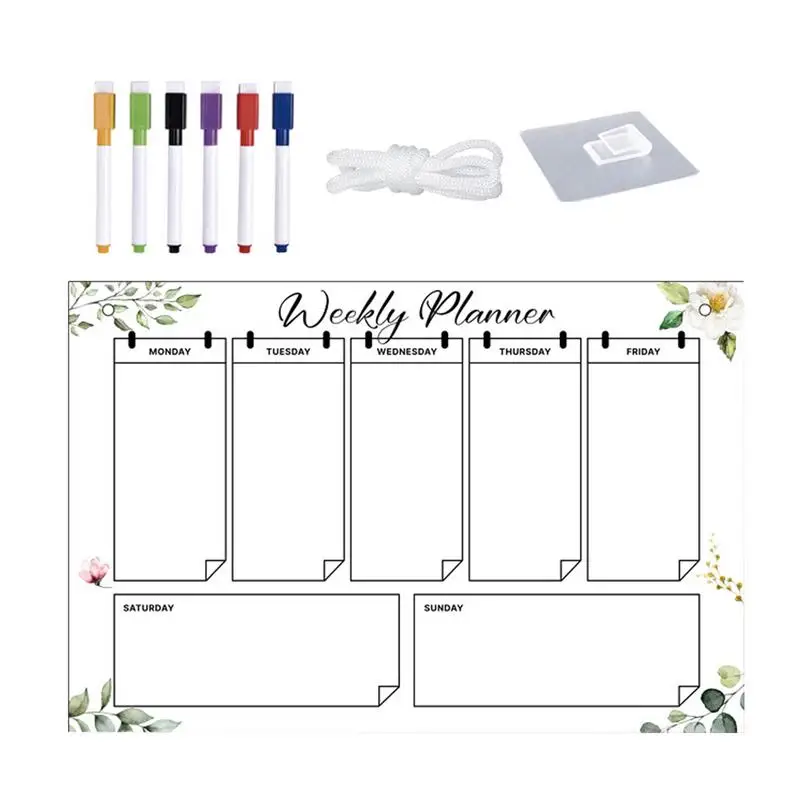 

Weekly Acrylic Dry Erase Board Acrylic Erasable & Reusable Wall Calendar Weekly Planner For Bedroom Includes 6 Color Markers