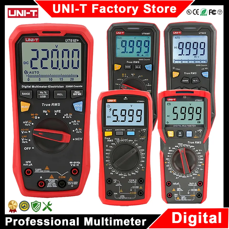 UNI-T Multimeter Digital Professional UT890C UT890D+ UT89X UT89XD UT60S UT60BT UT61B+ UT61D+ UT61E PLUS Electric Tester Meter image 1