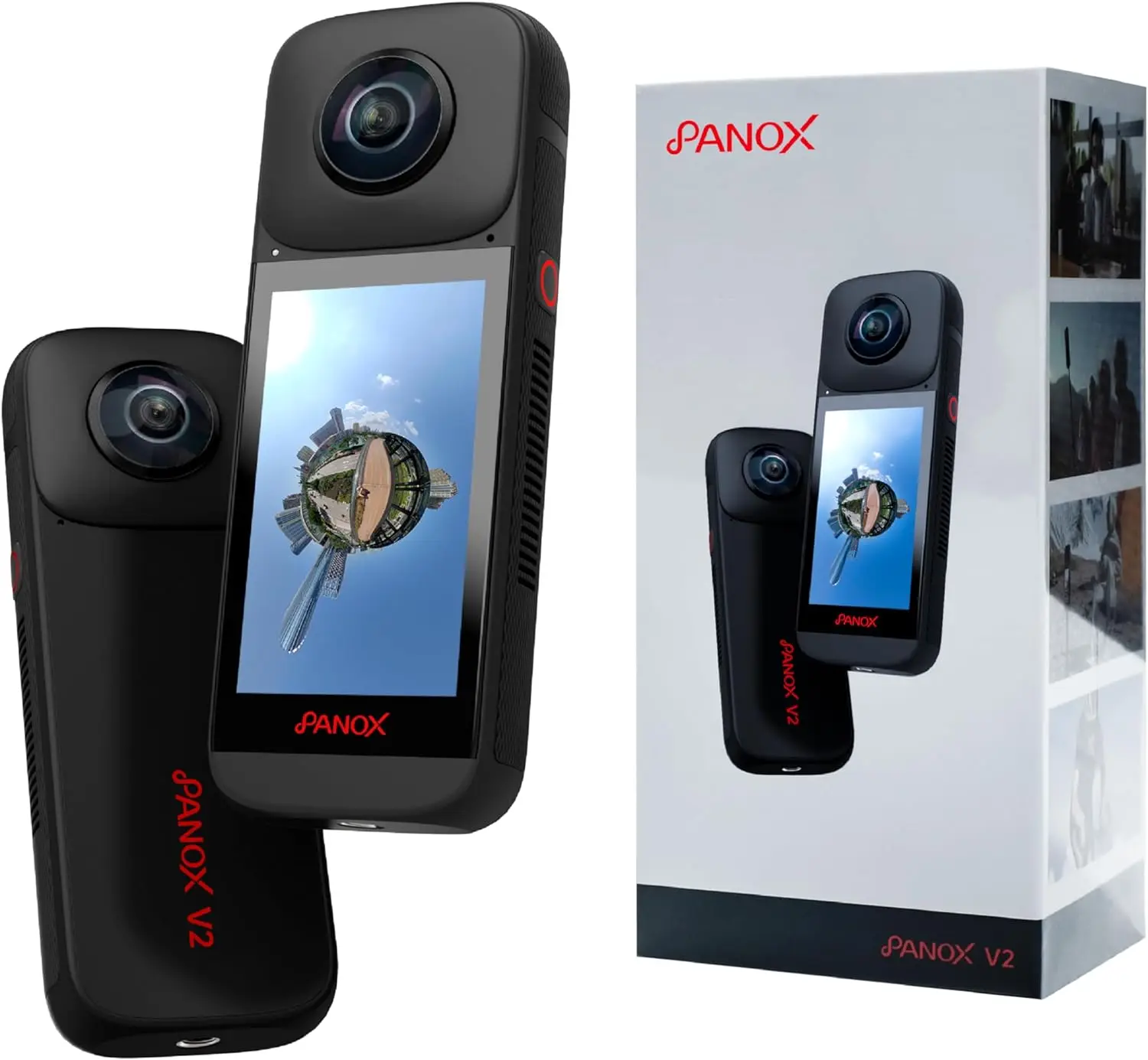 PANOX V2 360 Vlog Camera with 1/2" 48MP Sensors,5.7K 360 Video,72MP 360 Photo
