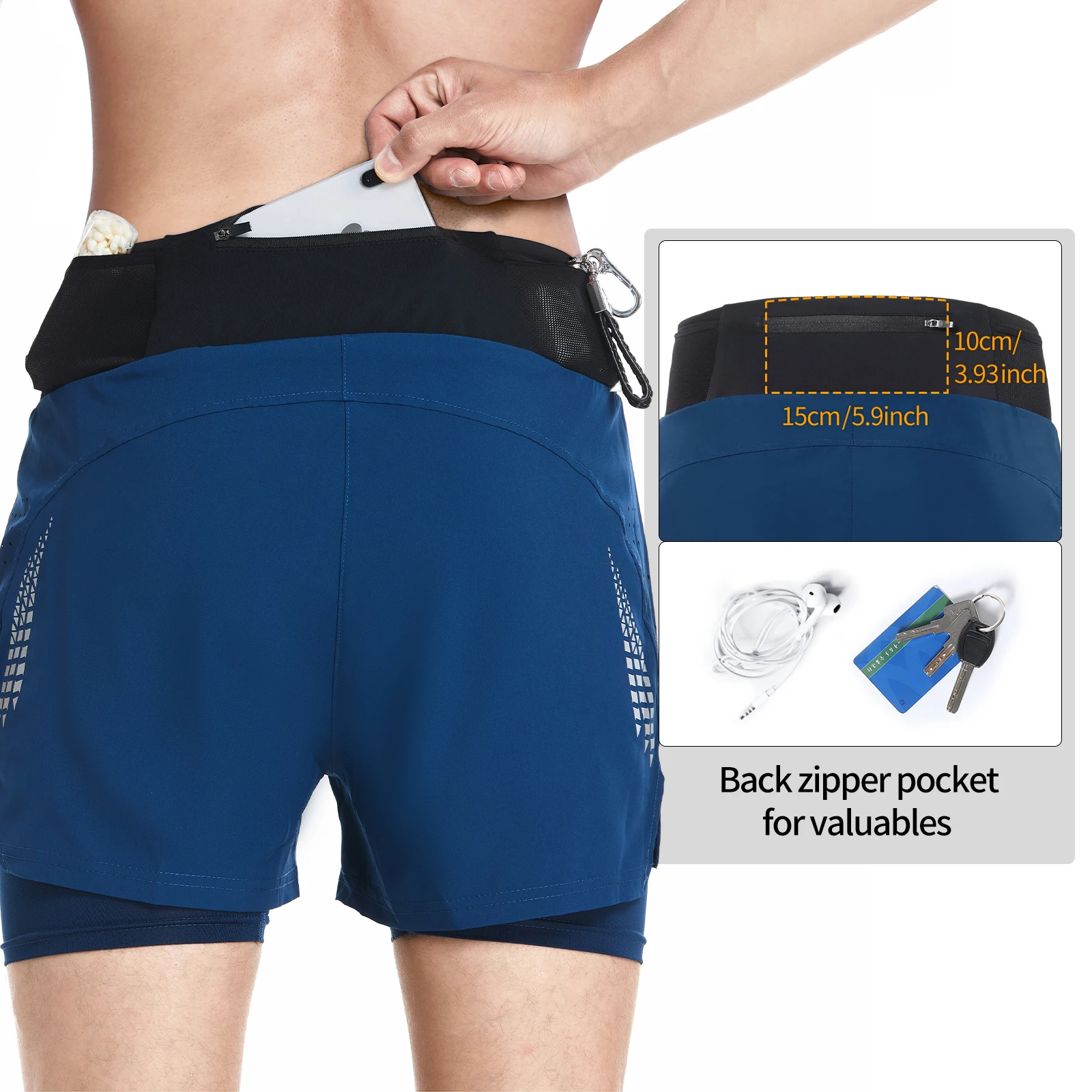 ARSUXEO Men's Trail Running Shorts Sportswear 2 in 1 Wrap-Around Pockets Gym Training Exercise Joging Athletic Shorts B233 4