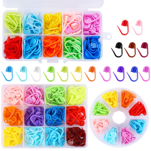 Needle Clip Hook with Box Mixed Locking Stitch Markers Colorful Plastic Small Clip Knitting Crochet Knitting Accessories
