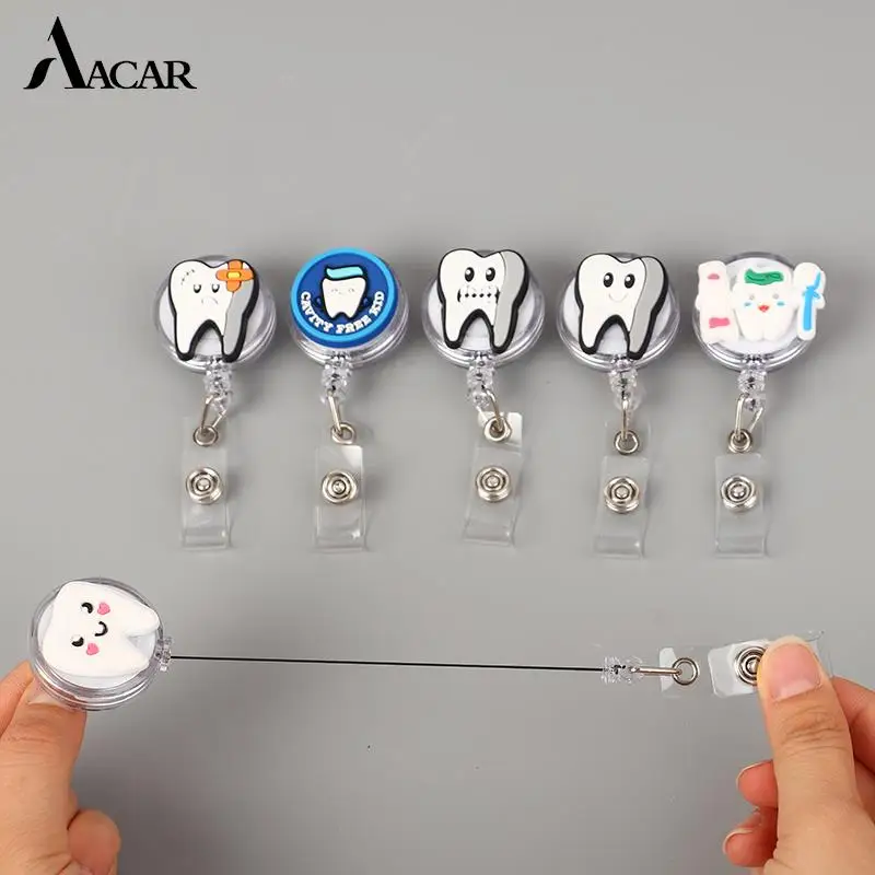 

1PCS Nurse Workers Enfermera ID Holder Cute Teeth Dentist Style Badge Reel Girl Boy Retractable Name Card Holder Accessory