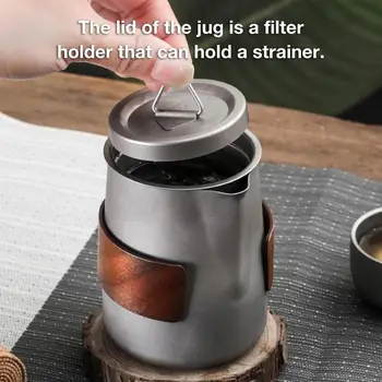 Camping Tableware Set Lightweight Titanium Coffee Pot Tea Kettle Outdoor Camping Kettle Set 3 Cups Tea Set For Hiking Picnic 3