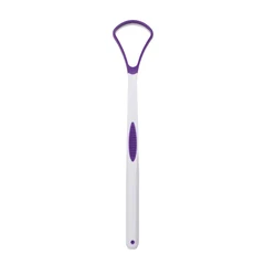 Premium Tongue Scraper and Brush for Fresh Breath and Oral Hygiene (Purple)