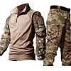 Men Camo Suit Waterproof Tactical Training Set Multi-pocket Work Wear Shirts Pants Men Outdoor Hunting Clothes Wear-resisting 2