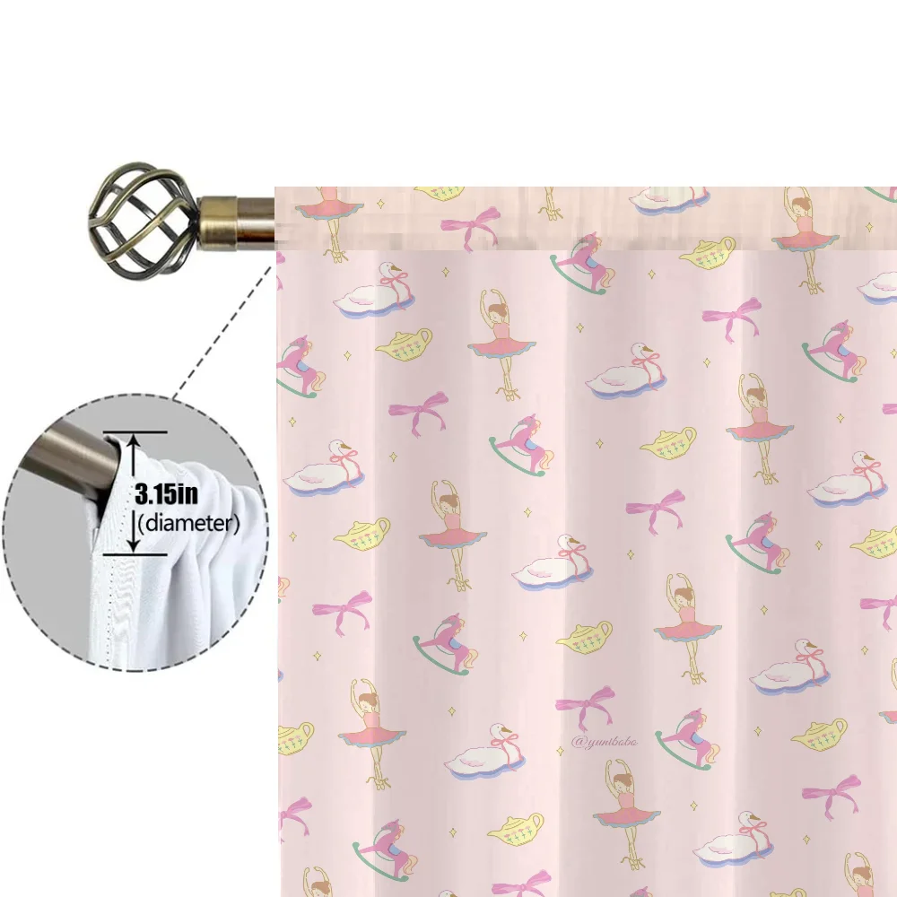 Window Kitchen Curtains for Living Room 2 Pieces Blackout Curtains Door Curtain Ballerina Girl Partition Bedroom Decoration Home 5