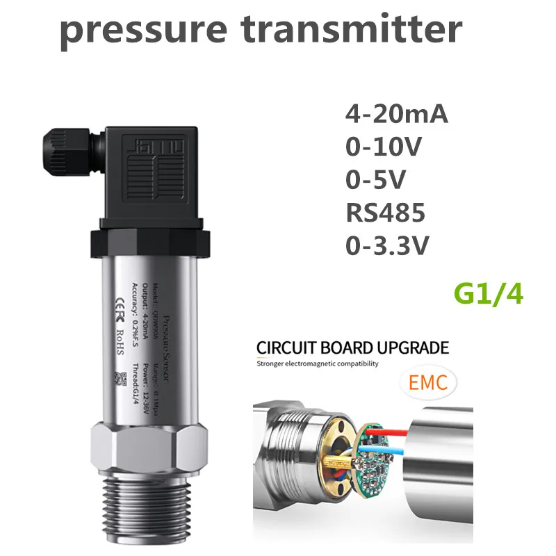 G1/4" Pressure Sensor 10bar 20bar 300bar 6bar 5Mpa oil water gas 4-20mA 0-3.3V pressure transmitter pressure sensor