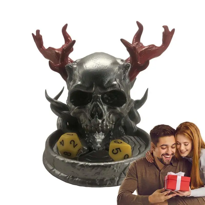 

Кости-ролики башня Череп башня с подносом из смолы мастерство лоток для игральных костей для вращающихся настольных игр аксессуары для ролевых игр череп