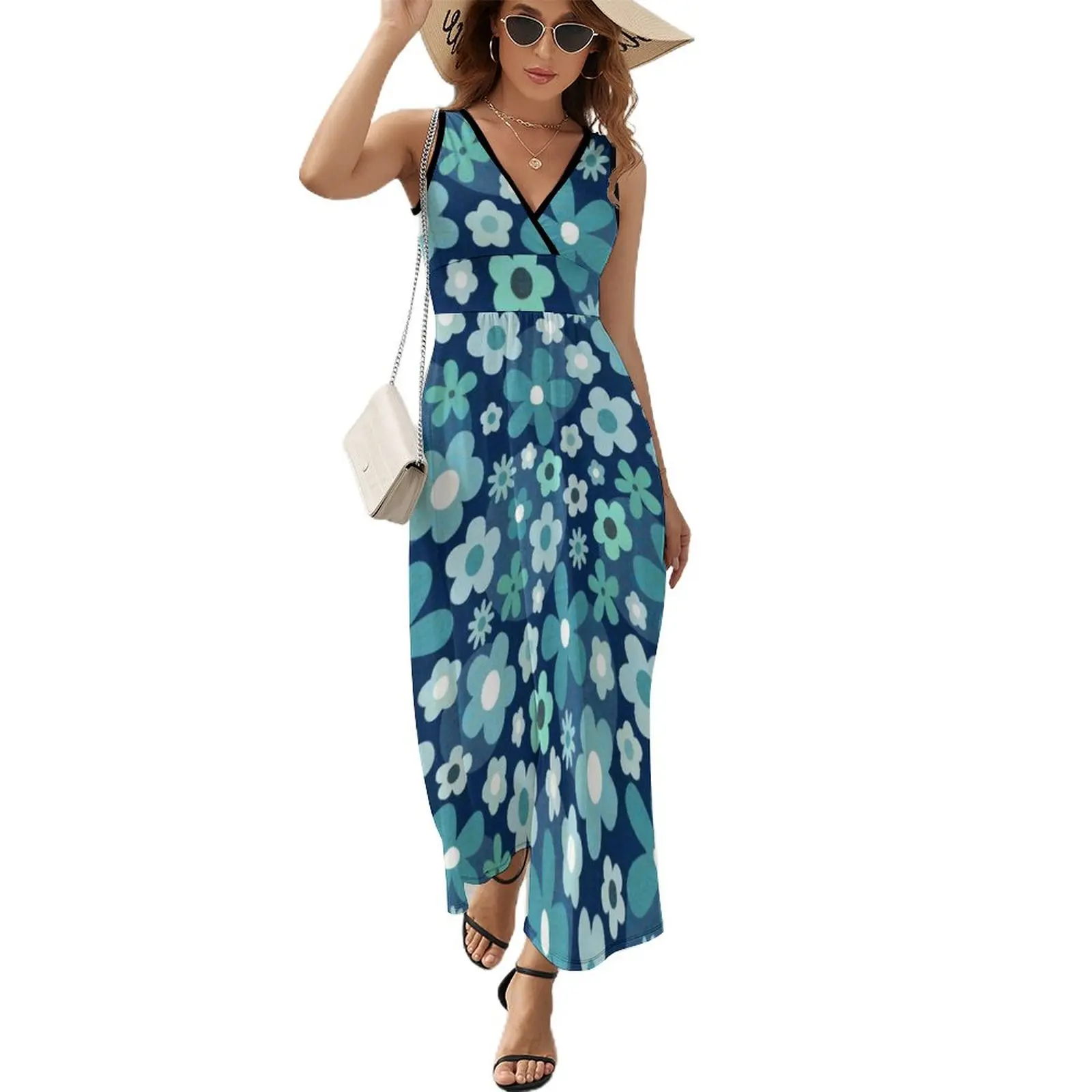 

Groovy Baby - Indigo and Aqua Sleeveless Dress beach dress sexy dress for women Cocktail of dresses