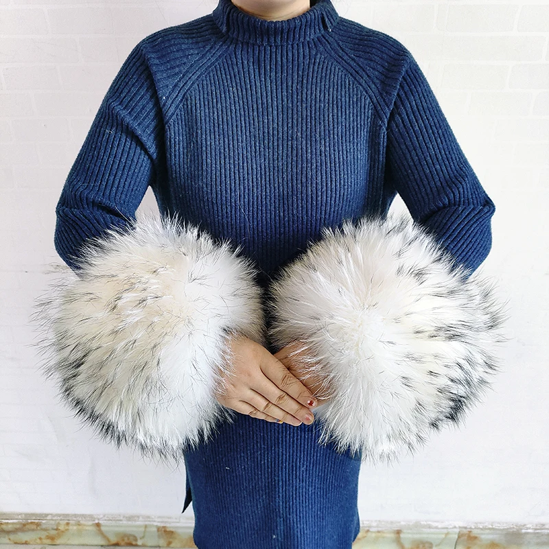 Raccoon fur Cuffs Genuine Fur Cuff Arm Warmer Lady Bracelet Real Fur Wristband Glove Raccoon fur Cuffs Arm Warmers