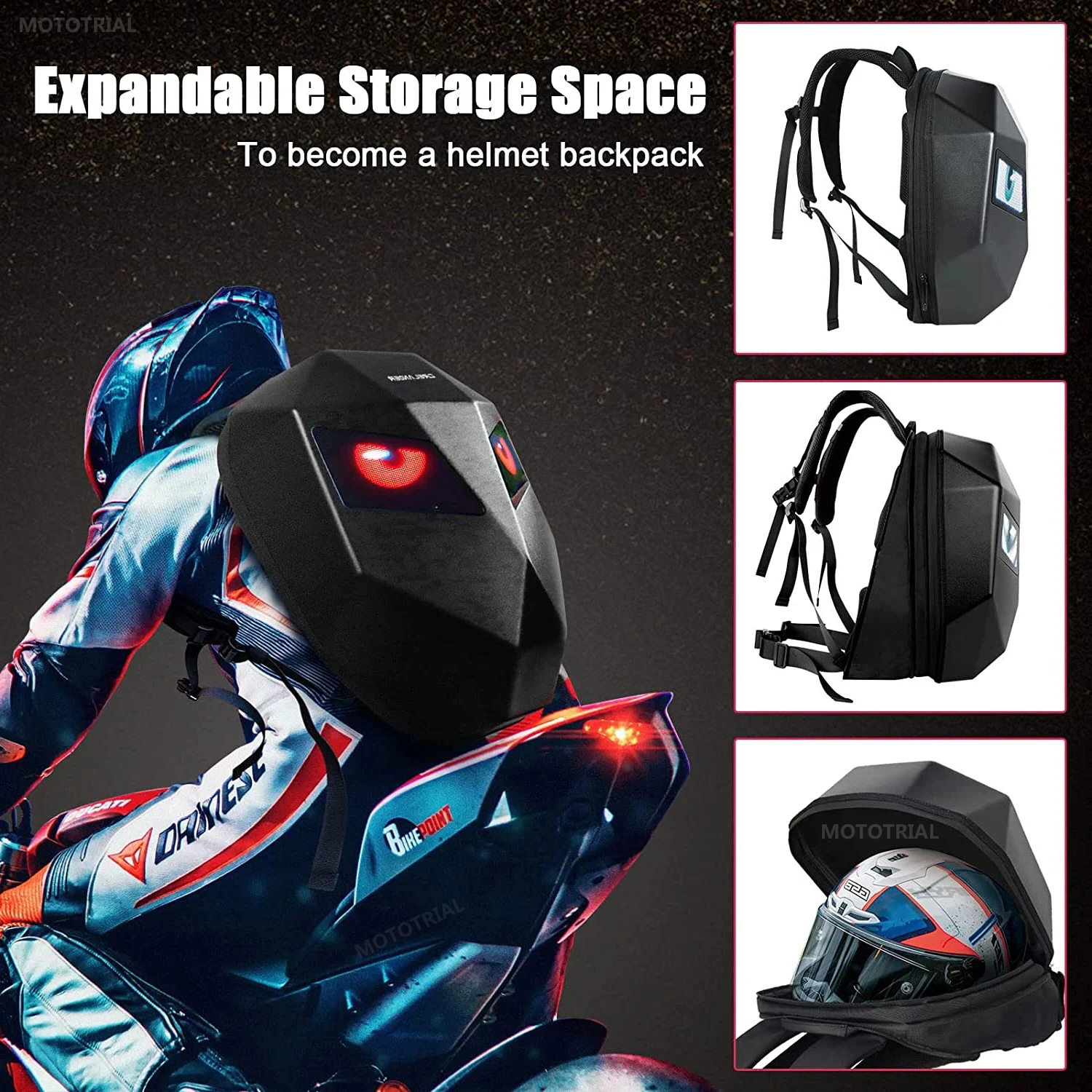 EyeMotorcycleHelmetLEDBagsLOYLEDKnightCyclingBackpackwith
