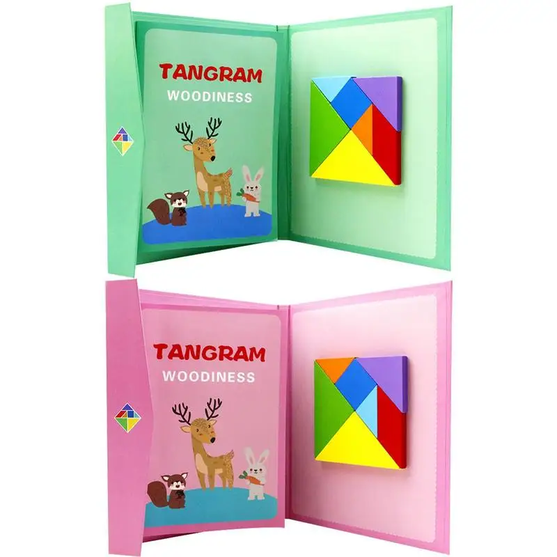 Pattern Blocks Magnetic Kids Tangram Wooden Tangram Shapes Puzzle Montessori Toys For Kids And Children STEM Educational