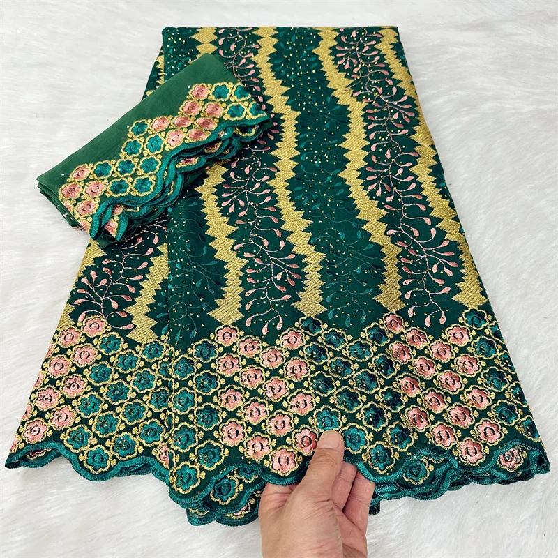 

7 yard With Scarf Swiss lace fabric latest Dry lace embroidery African 100% cotton fabrics Swiss voile lace Dubai style 9L91801