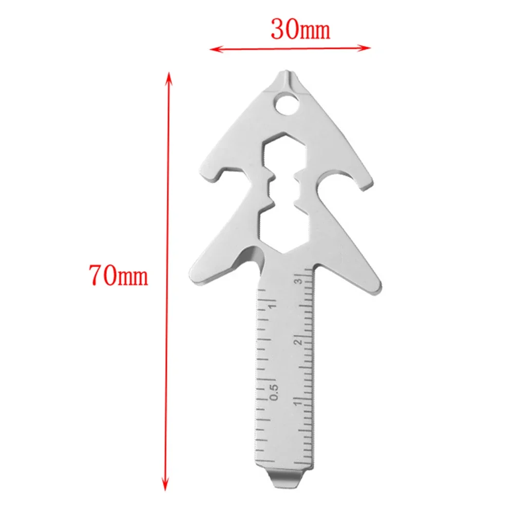 Lightweight Pocket Multi Tool Stainless Steel with Hex Wrench Bottle Opener Screwdrivers Ruler and Rope Cutter
