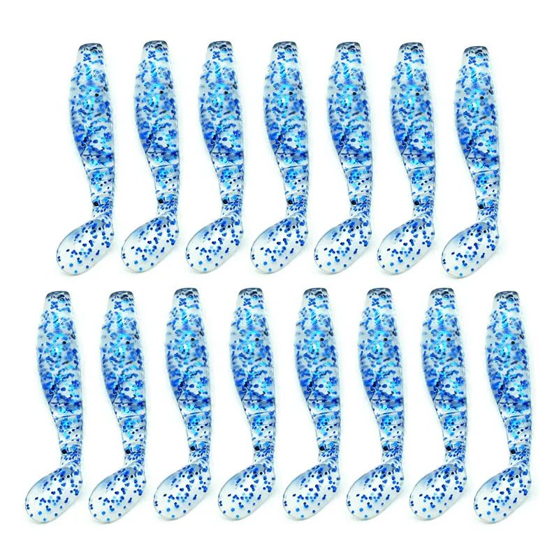 15pcs Fishing Bait 5.5CM 2G T-tail Soft Bait Luya Fake Bait Soft Worm Soft Bait Single Tail Worm Fishing Lures Lure Carp Fishing