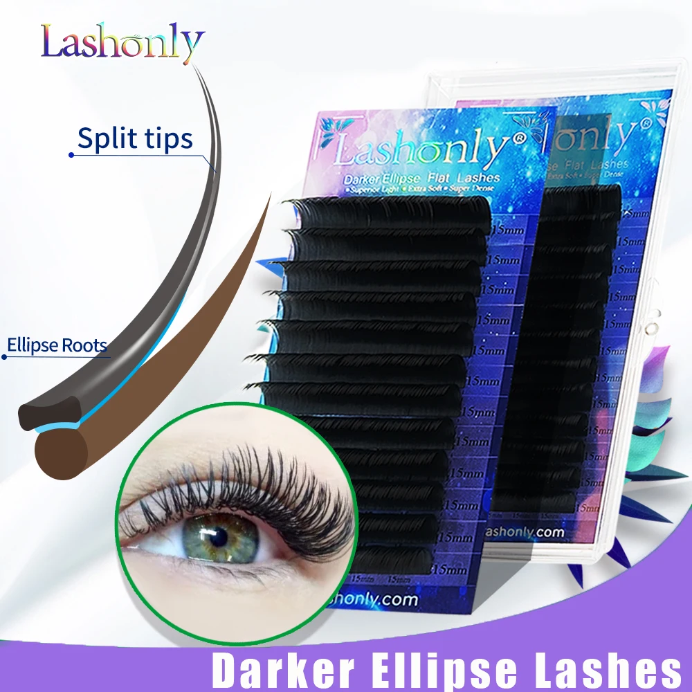 

False Lashes Ellipse Eyelash Extensions 0.15mm BCD Curl Mix 7-15mm Flat Eyelashes Extension Black Mink Lashes Salon Use