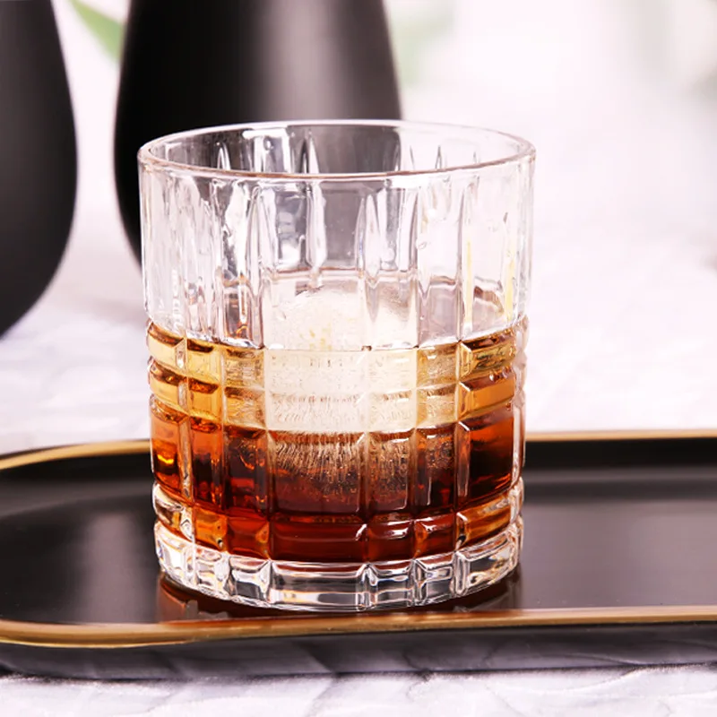 Withered Handmade painted glass water glass with contrasting stripes, woven crystal glass, whiskey glass, beer and foreig