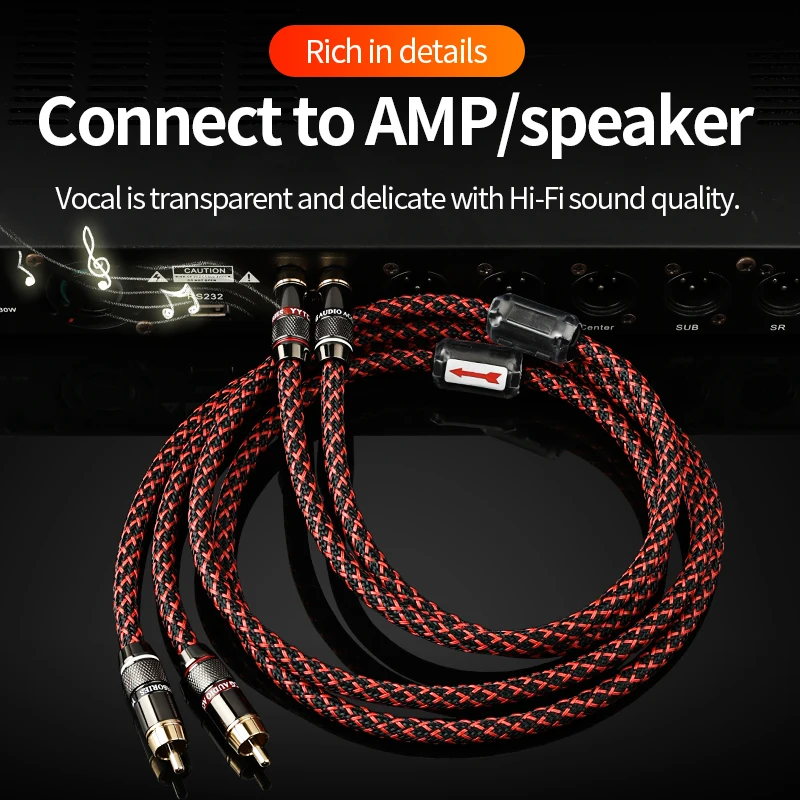 RCA Audio Cable 1 pair 2 RCA to 2 Interconnect Cables HIFI Stereo 4N OFC Male to Male For Amplifier DAC TV car audio
