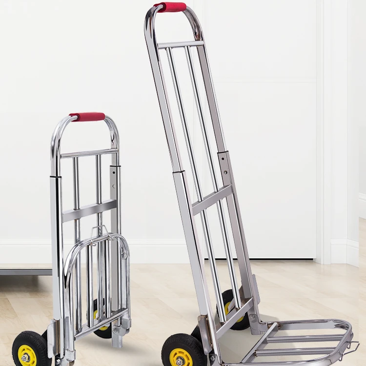 Stainless Steel Folding Luggage Cart, Household Cart
