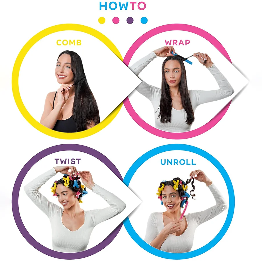 Heatless Flexible Hair Rollers Curlers - 42-Pack of Soft Foam Flexi Twist Curling Rods