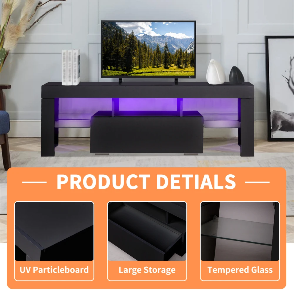 43" LED TV Stand Drawer Modern Media Console Storage Cabinet Living Room Bedroom 5