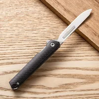 Small Folding Scalpel Knife EDC Carbon Fibre Handle Utility Knives With Clip Compact Keychain Boxcutter With Replaceable Blades 2