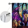 2pcs Stained Glass Dragon Printed Curtain - Artistic Home Decoration Curtains, All Season Decorative Curtains 6