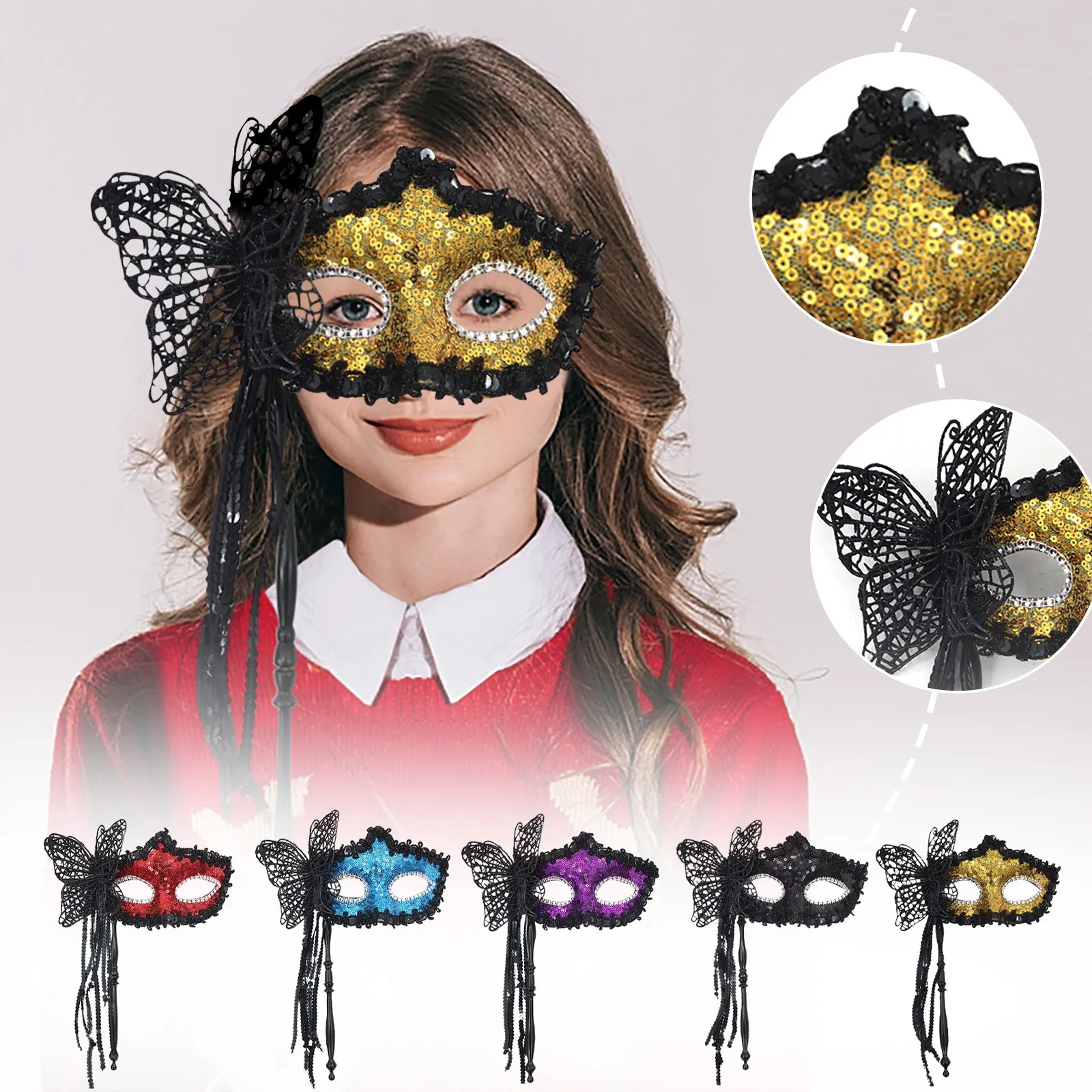 

Карнавальная маска с бабочками и кисточками, ручная маска, женская маска для маскарада, свадебная Танцевальная маска для вечеринки, искусственная Венецианская маска