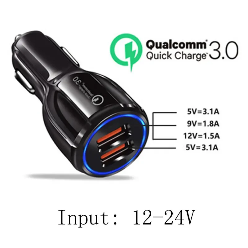 3.1A QC3.0 Caricabatteria da auto doppio USB 2 porte Display LCD Adattatore 12-24V Presa accendisigari Caricatore del telefono per auto per IPhone Samsung - Image 3
