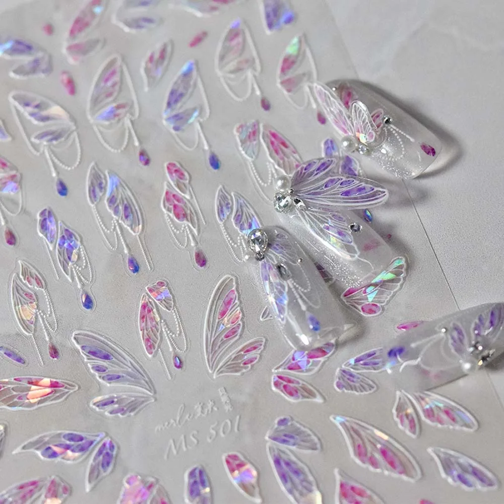 

5D Embossed Shell Light Butterfly Nail Stickers Butterfly Wings Nail Accessories Butterfly Nail Decorations Nail Supplies