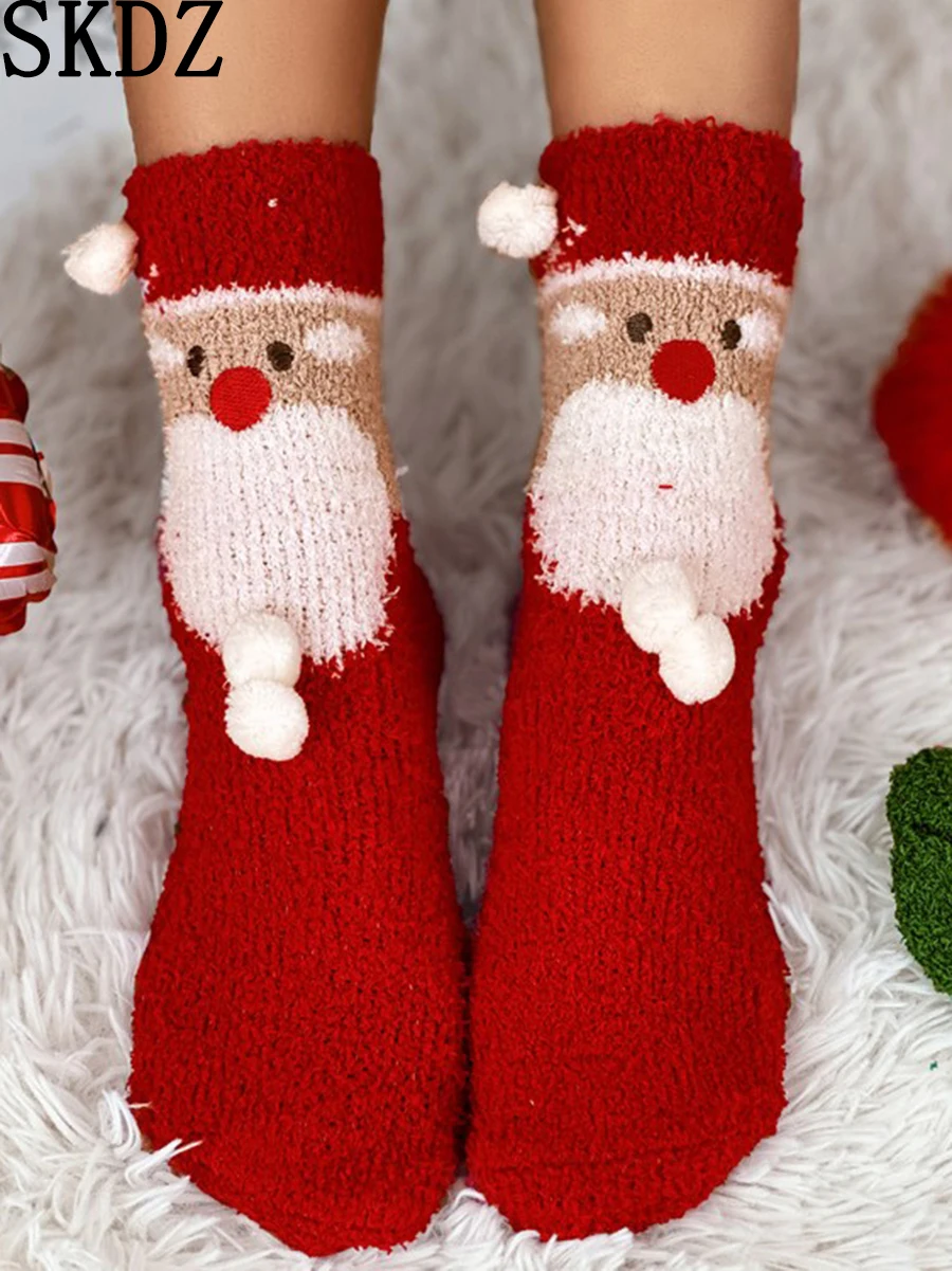 

1Pair Christmas Santa Fuzzy Thermal Socks