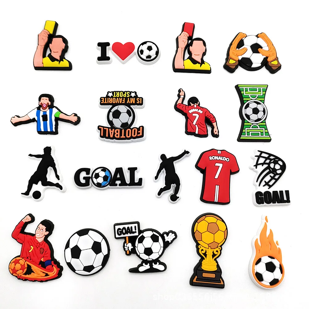 Description Picture 2 of item18 Pcs/Set Soccer Football Series Cartoon Shoe Charms For Clogs Sandal Decoration, DIY Accessories Shoe Flower Decoration