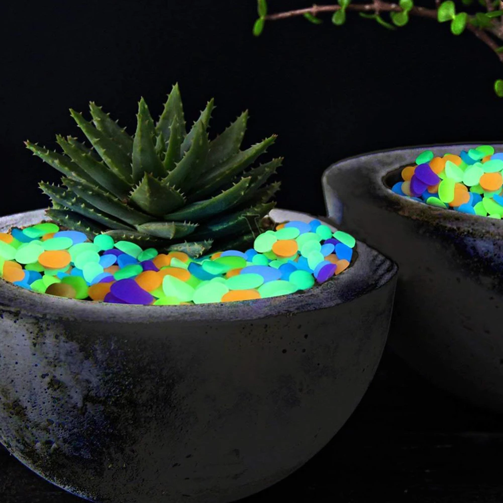 50pcs Luminous Stones Glow In The Dark Pebbles Garden Pebbles Fish Tank Decoration glow stones artificial stones