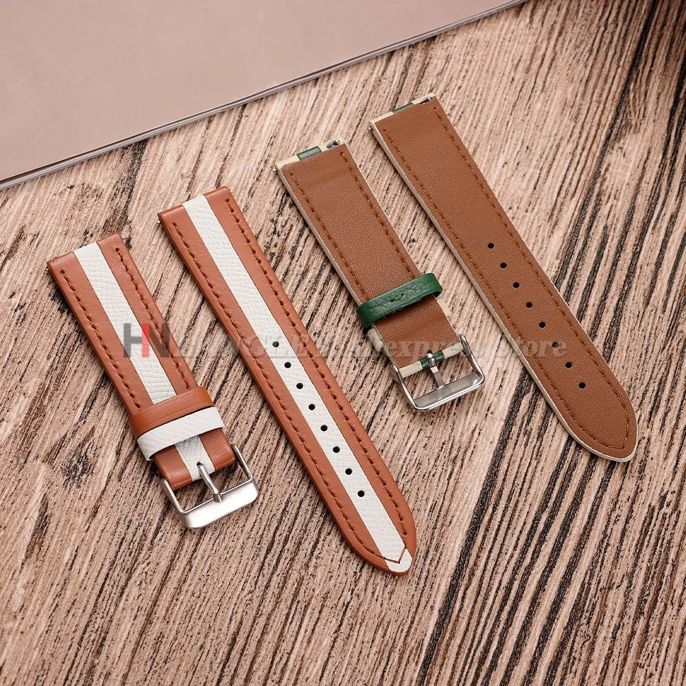 Premium Leather Watch Straps - Elegant Cowhide Bands in Black, Brown, and White