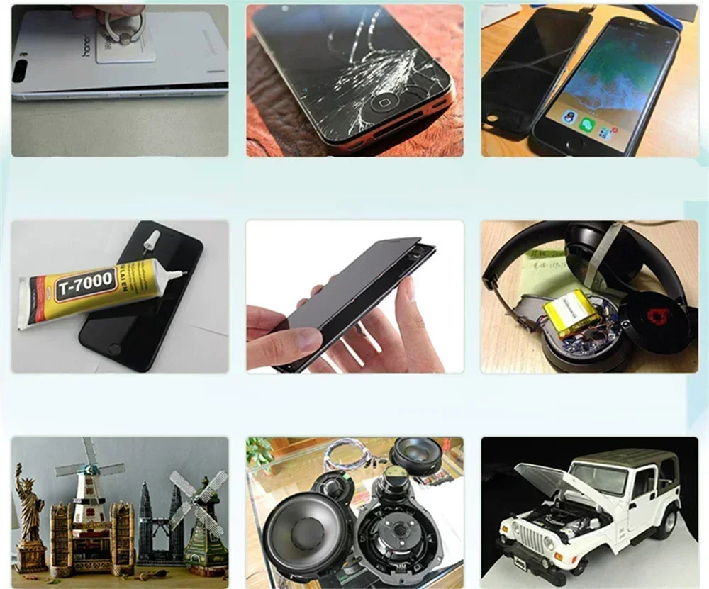 15ML 50ML 110ML T7000 Black Contact DIY Glue Repair Adhesive With Precision Applicator Tip 2